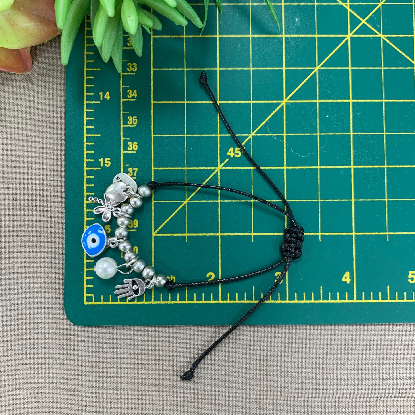 Black Cord Silver Luck Bracelet