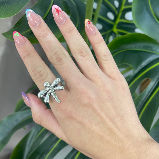 Silver Dragonfly Ring