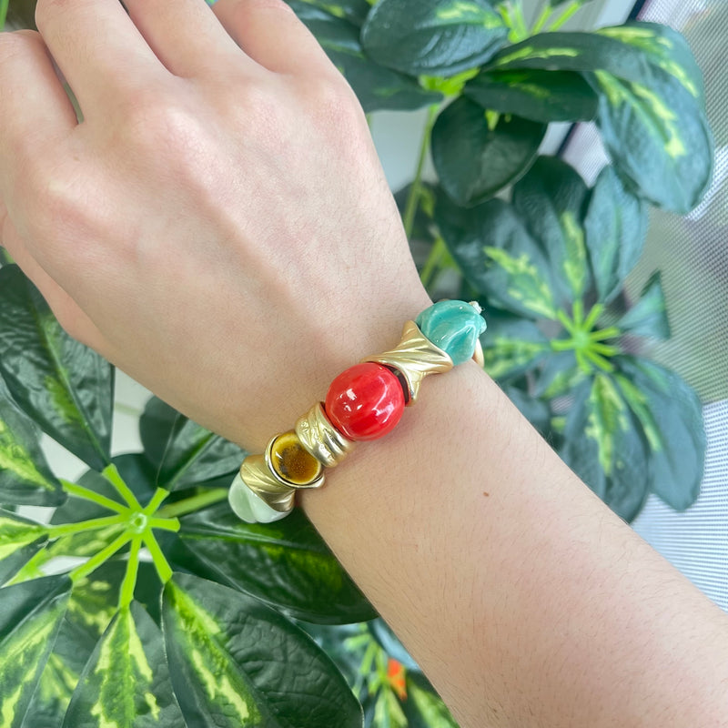 Multicolors beads Gold bracelets