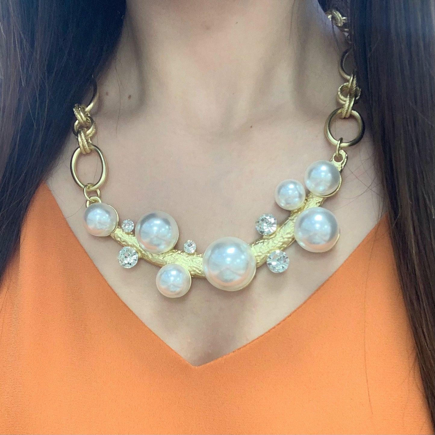 Pearl on the Branch Gold Necklace