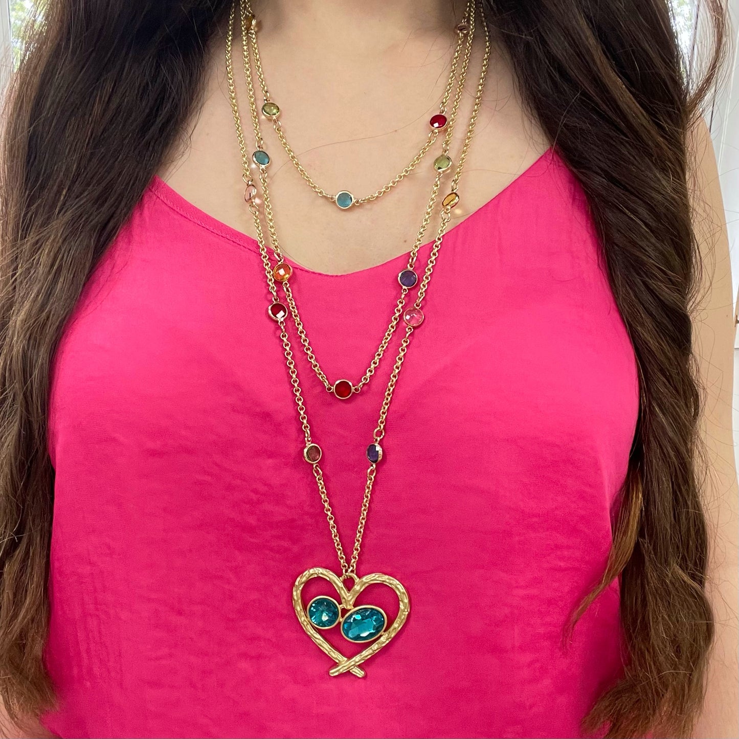 3 Layers Heart Pendant Gold Necklace