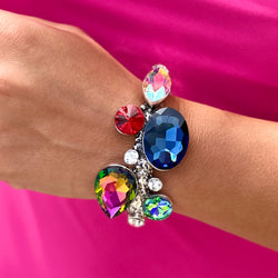 Multicolors Stones Silver Bracelet