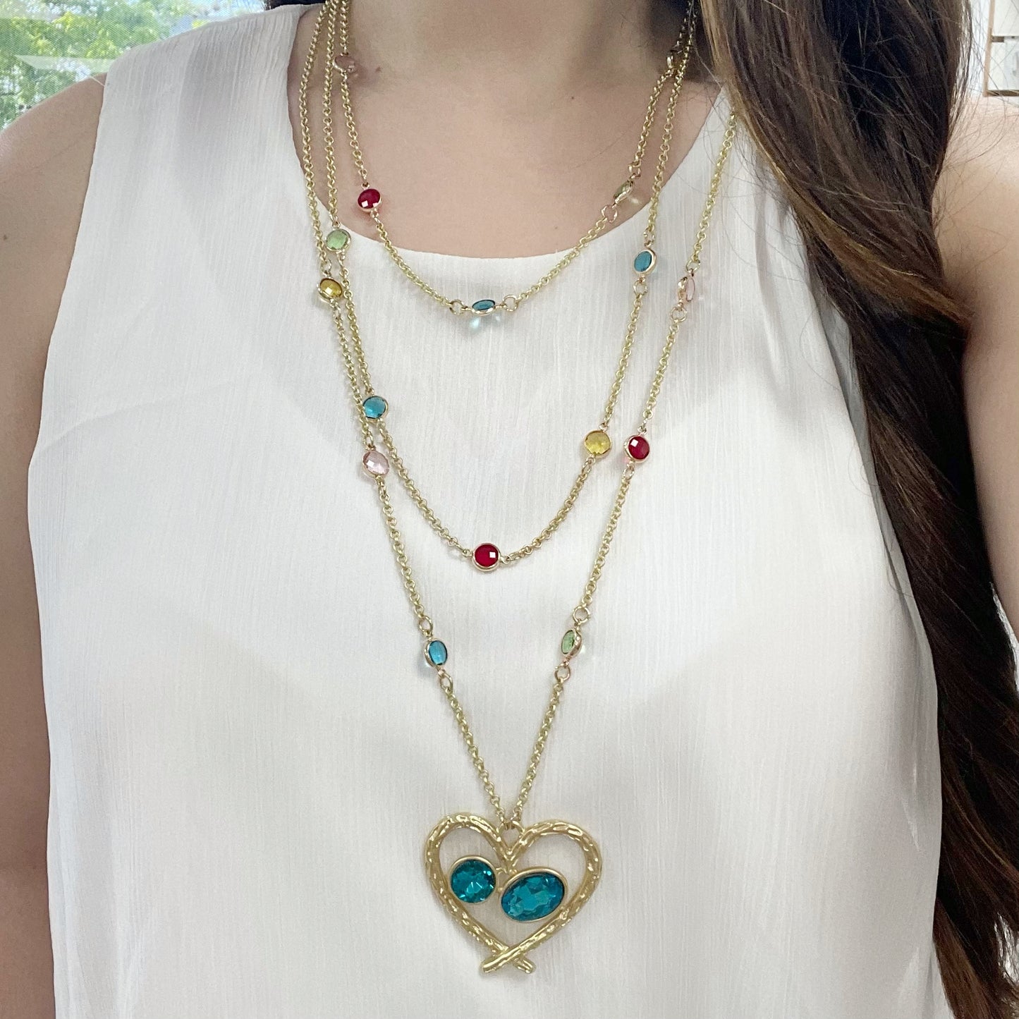 3 Layers Heart Pendant Gold Necklace