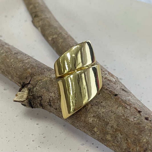 2 Cross Square Gold Ring