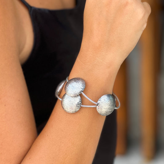 Two Layer Silver Moon Bracelet