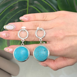 Round Turquoise Silver Earring