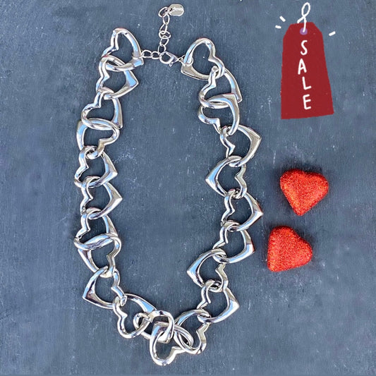 Heart Link Silver Necklace