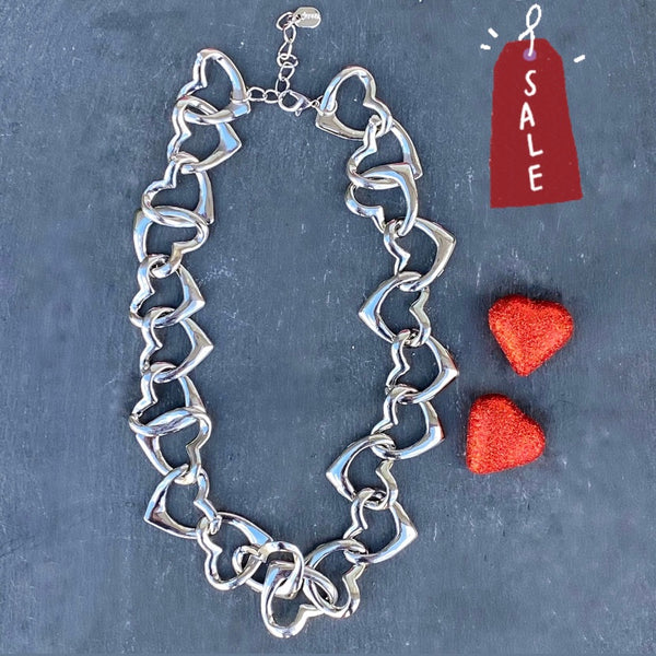 Heart Link Silver Necklace