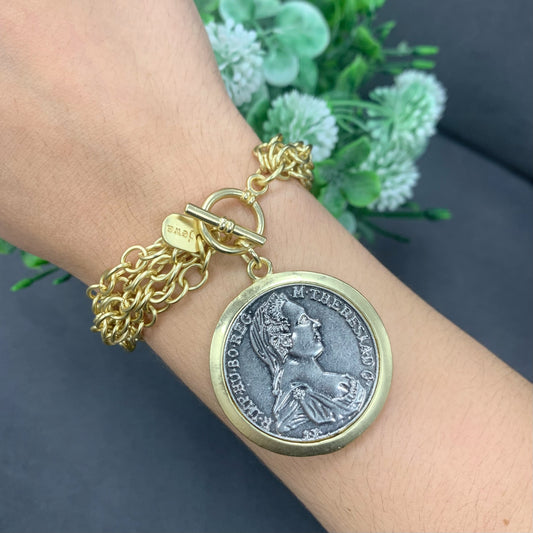 Big Coin Gold Plated Bracelet