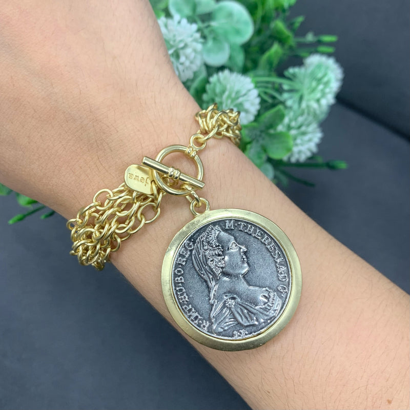 Big Coin Gold Plated Bracelet