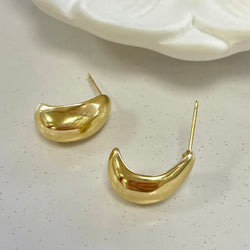 Small Half Moon Gold Earrings