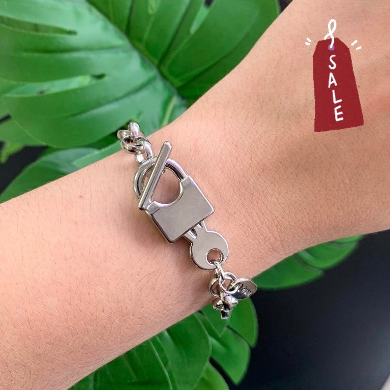 Padlock Bracelet With Key Silver