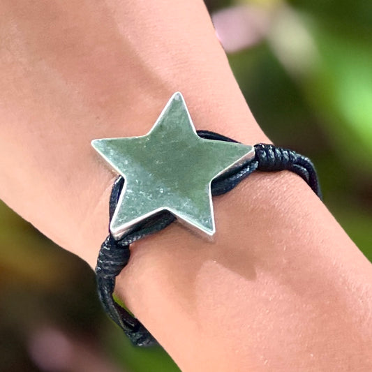 Black Cord Silver Star Bracelet