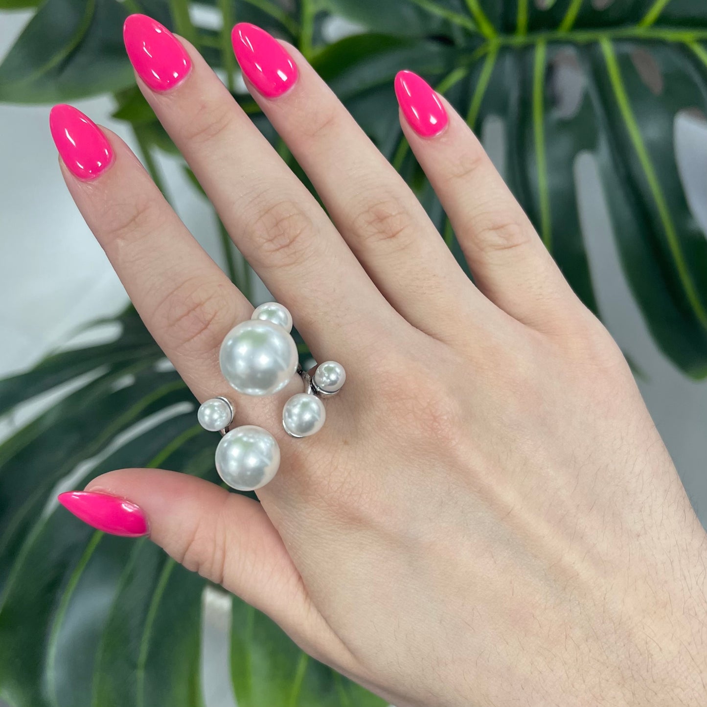 Multi Pearl Silver Ring