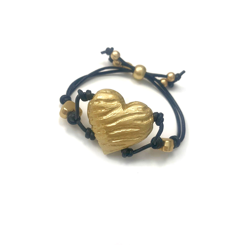 Heart With Beads Gold Plated Bracalet