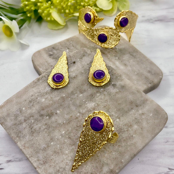 Drop Shape Purple Color 3 Pieces Set