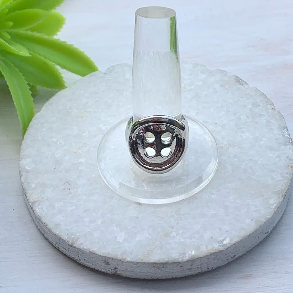 Silver Plated Button Ring