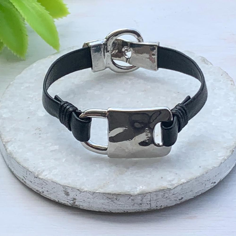 Black Silver Plated Padlock Bracelet