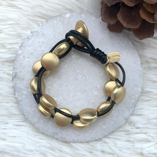 Flat Balls With Cord Gold Bracelet