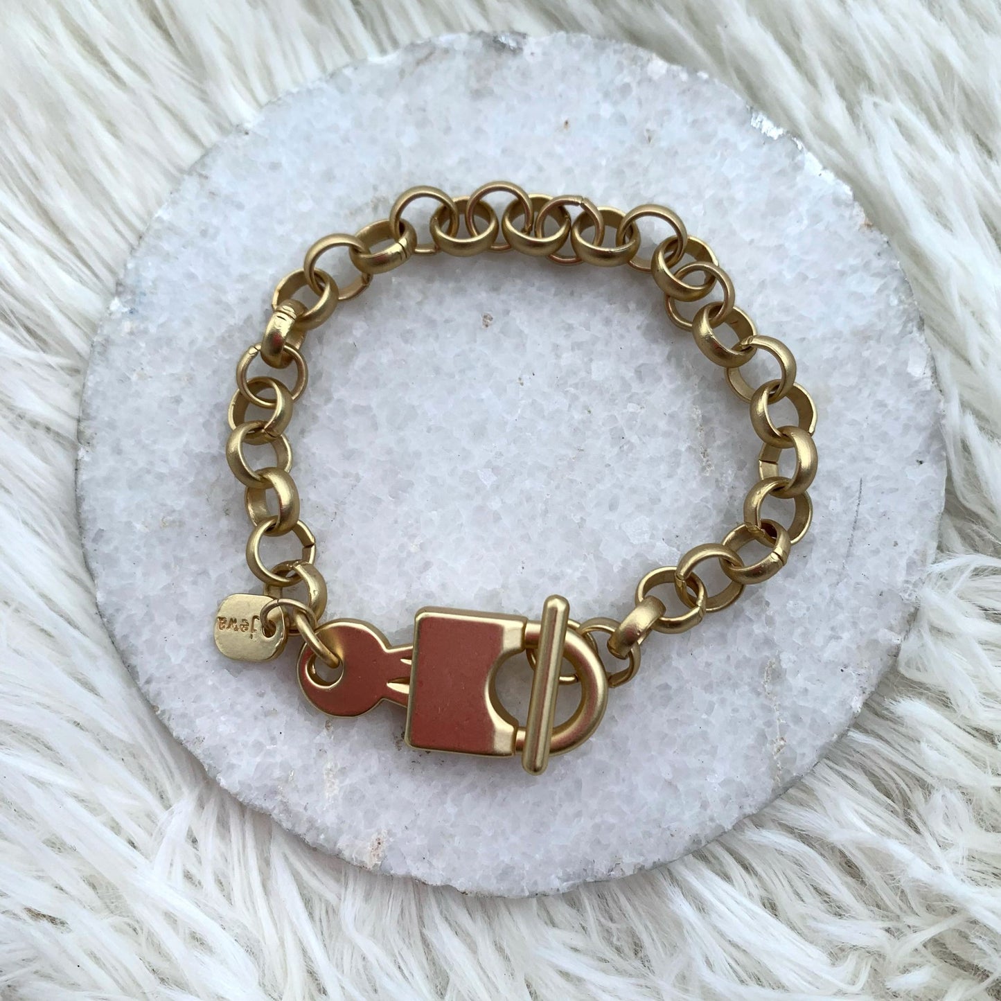 Padlock Bracelet With Key Gold