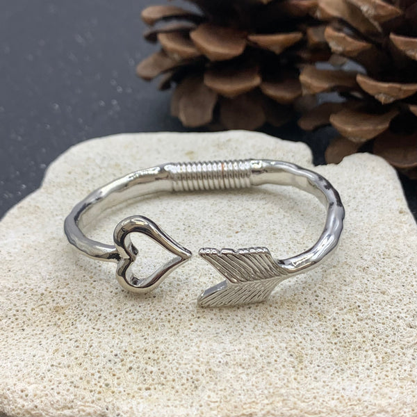 Arrow With Heart Silver Plated Bracalet