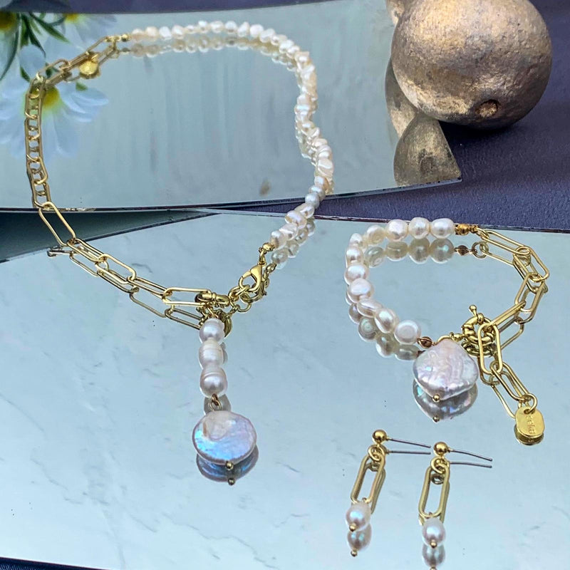 Half Chain Half Pearl 3 Pieces Set