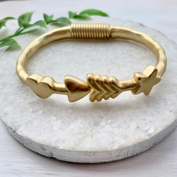Arrow With Heart and Star Gold Bracelet