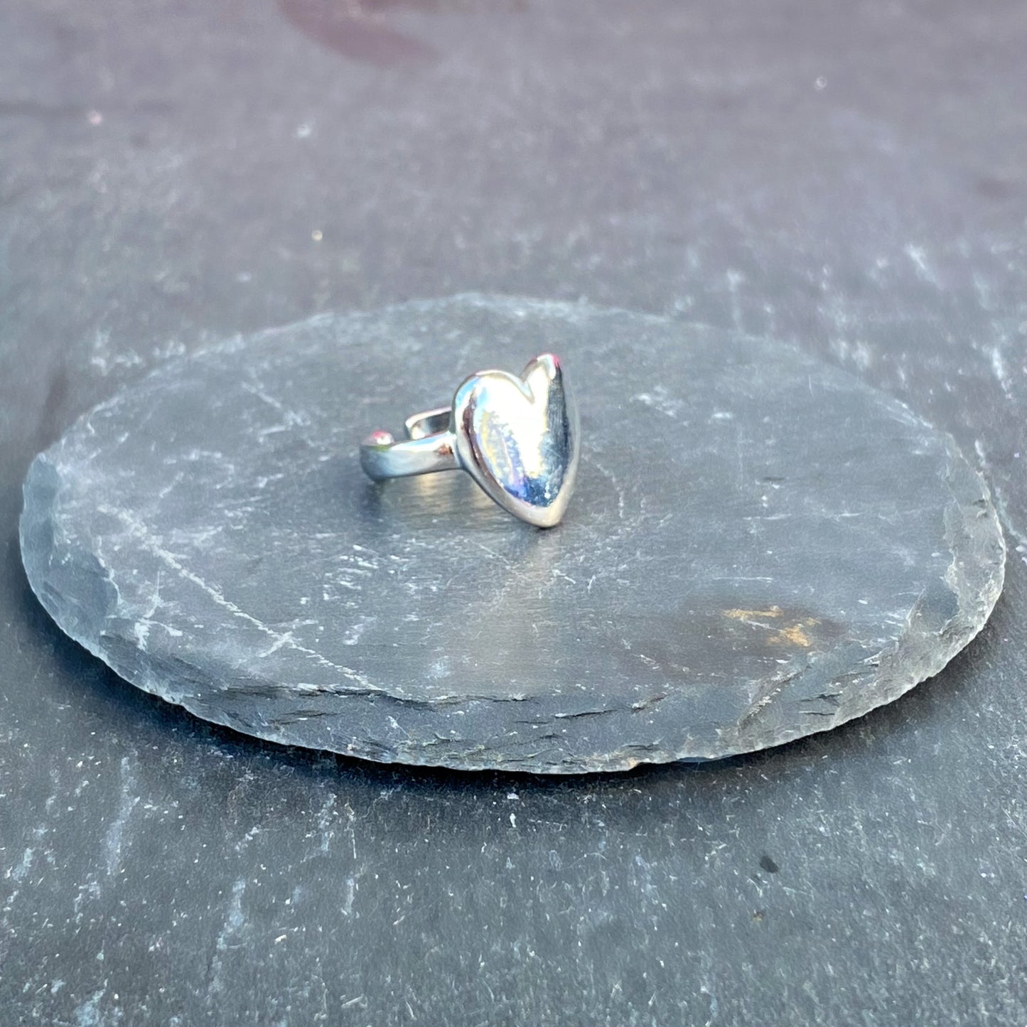 Medium Heart Silver Ring