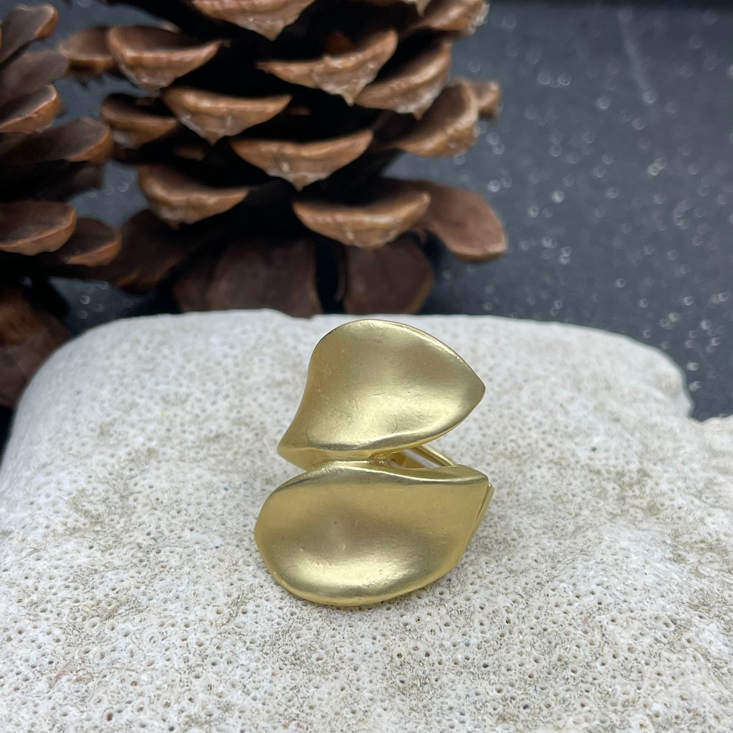 Gold Ring With Big Drop Shape