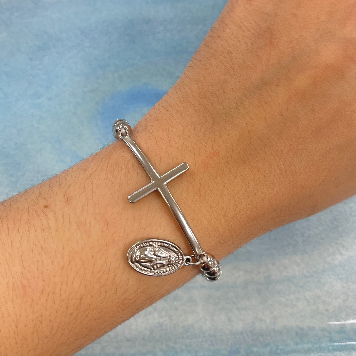 Silver cross bracelet