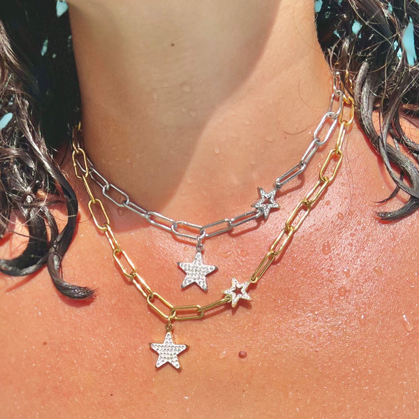 Crystal Star Charm Gold Necklace