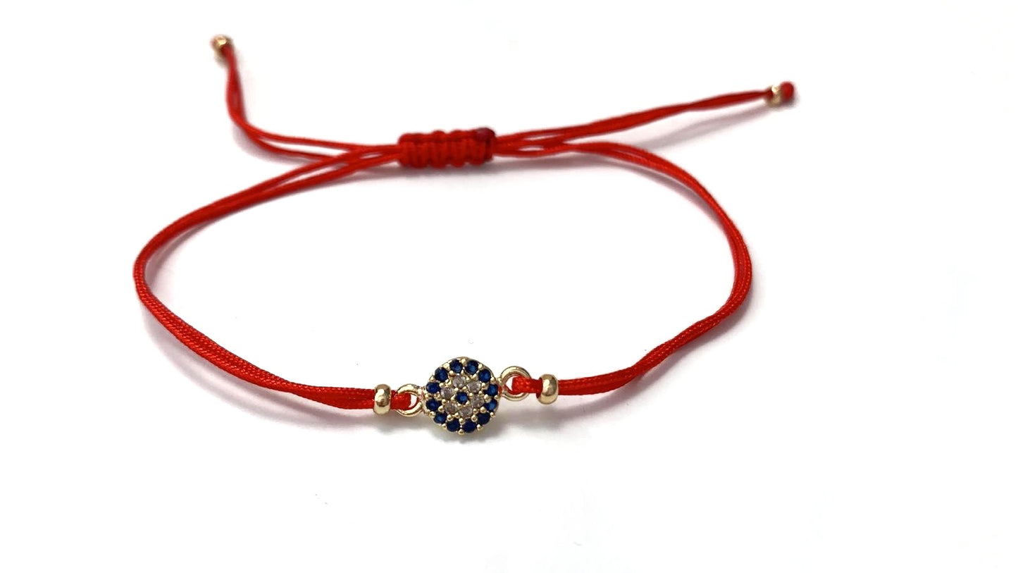 Evil Eye Zirconia Red Rope Bracalet