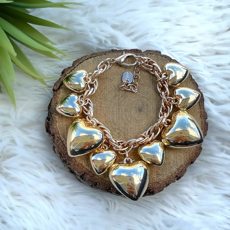 Bubble Heart Bracelet Gold