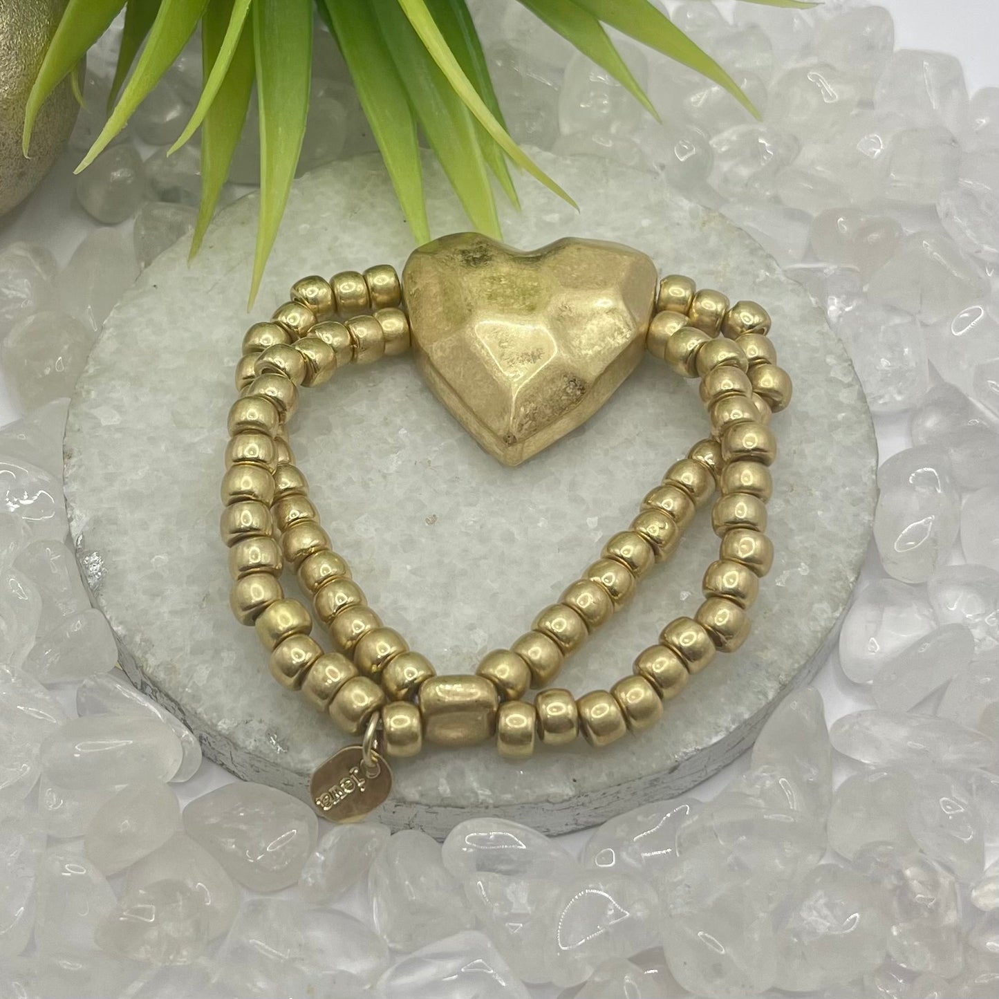 Two Layer With One Heart Gold Bracelet