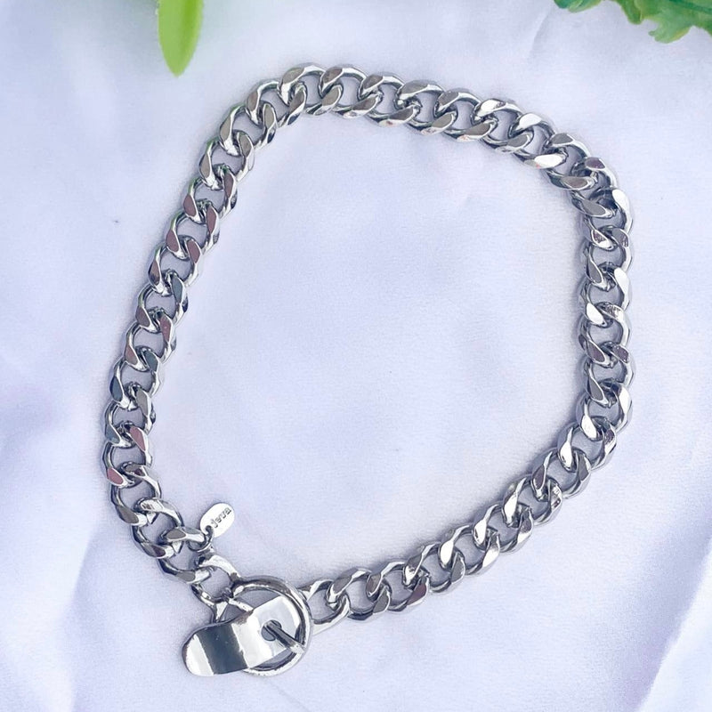 Belt Buckle Necklace Silver