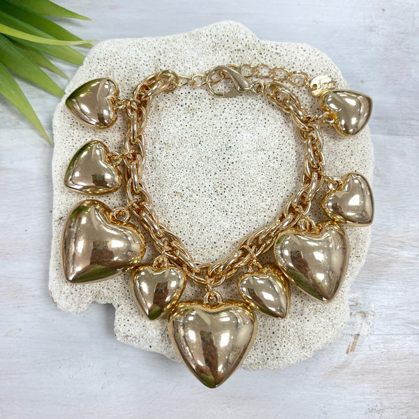 Bubble Heart Bracelet Gold