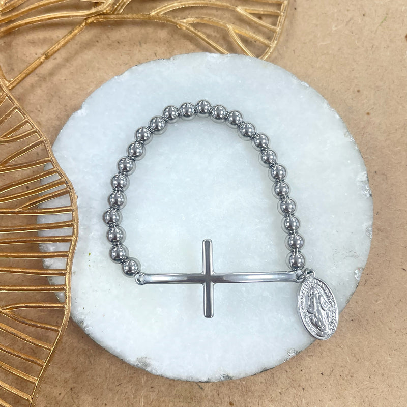 Silver cross bracelet