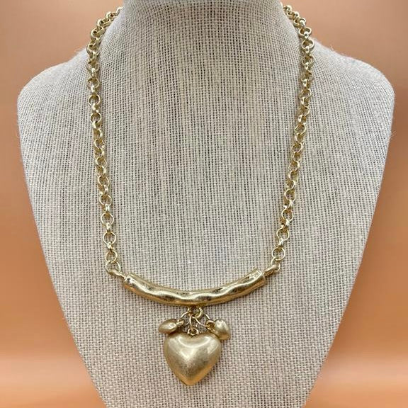 3 Heart Gold Chain Necklace