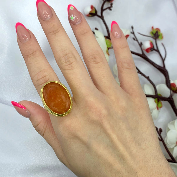 Oval Orange Gold Ring