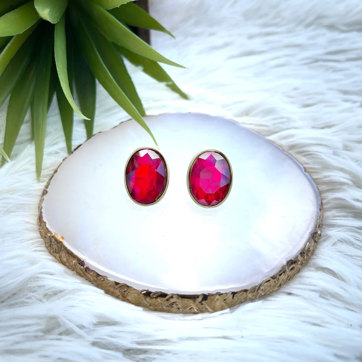 Red Quartz Gold Earring