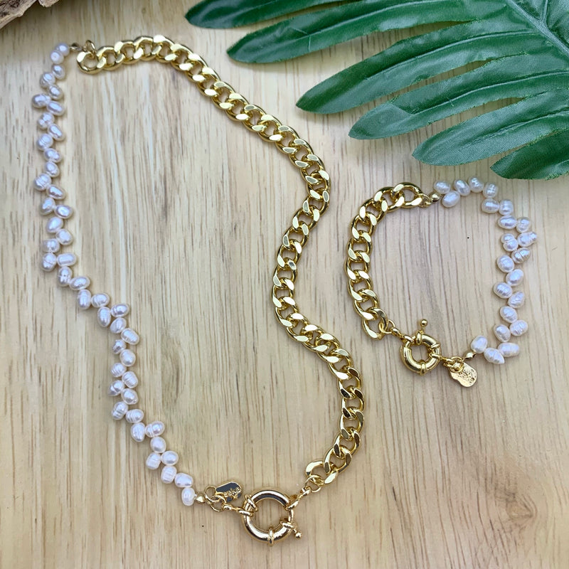 Fishtail Pearl With Chain Set