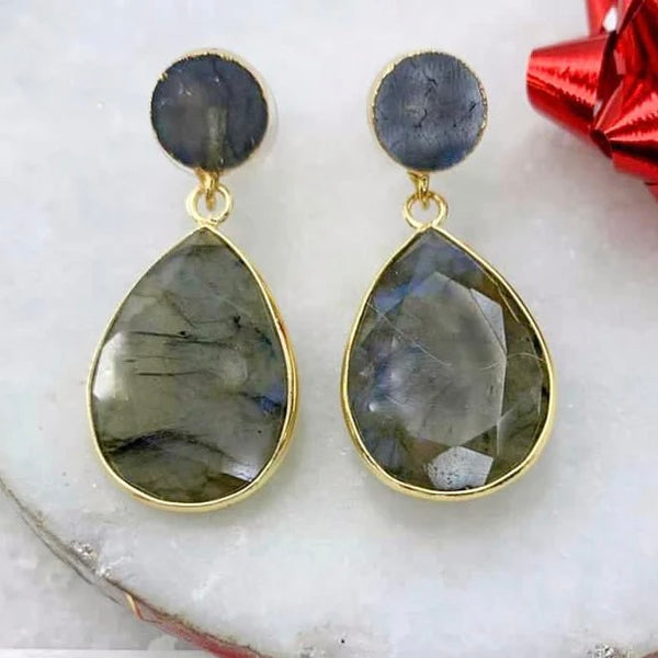 Double Labradorite Stone Earring