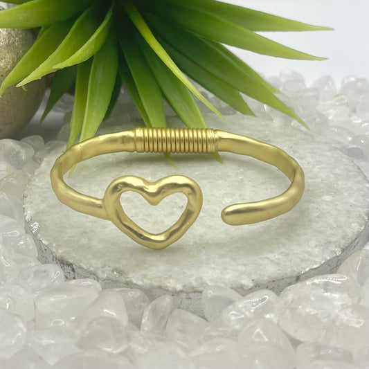 Cuff With Open Heart Gold Bracelet