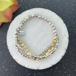 Gold and Silver Ball and Square Bracelet