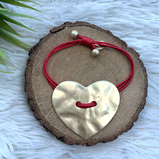 Red Rope Heart Gold Bracalet