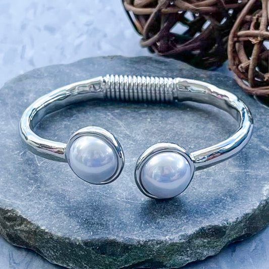 Two Pearls Silver Bracelet