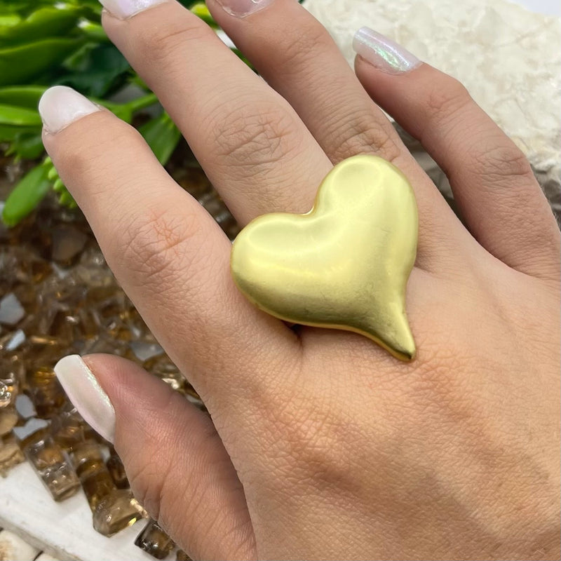 Bubble Heart Medium Gold Ring