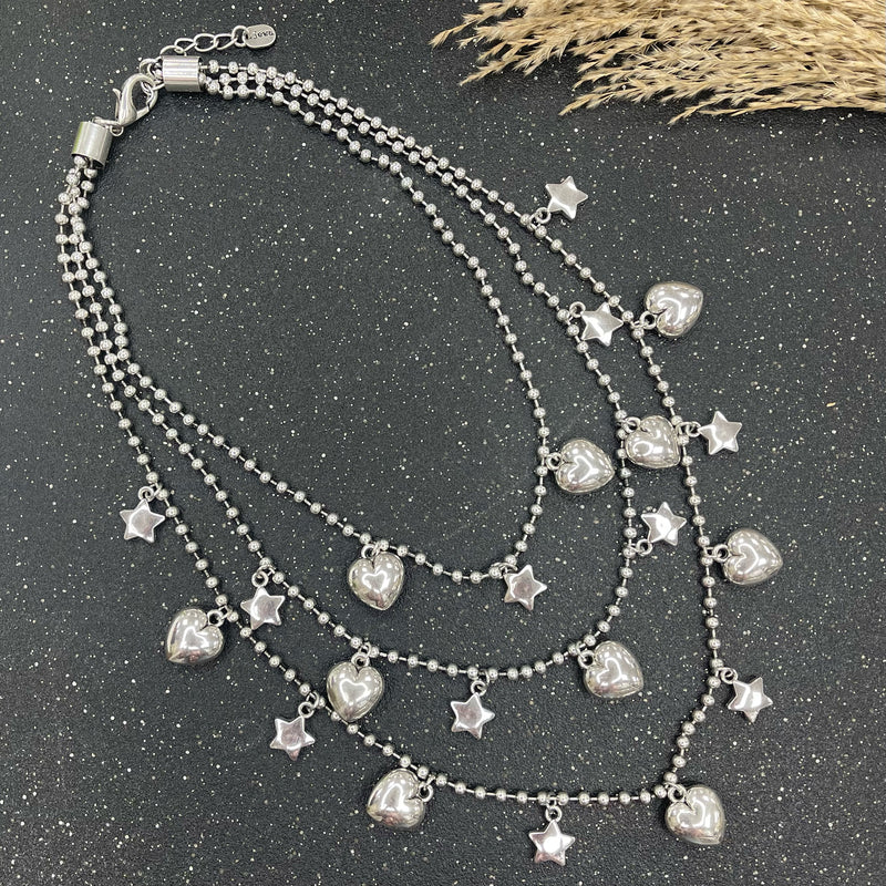 3 Layers With Hearts and Stars Silver