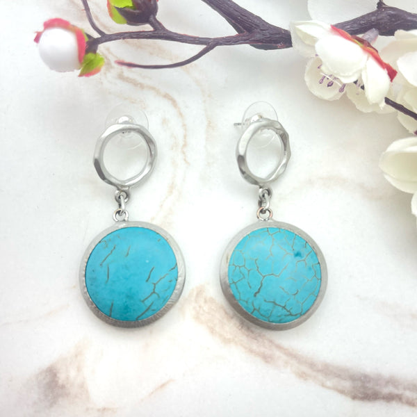 Round Turquoise Silver Earring