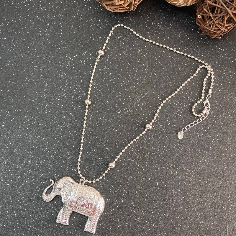 Big Elephant Silver Necklace